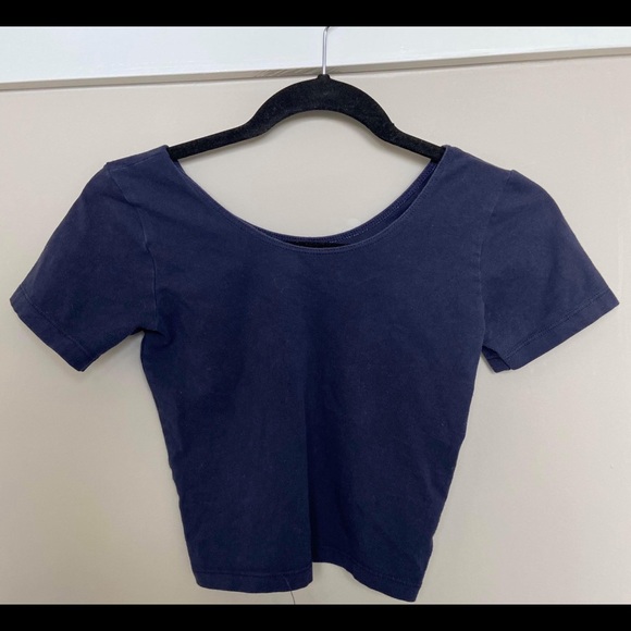American Apparel Navy Crop Top - Picture 1 of 2